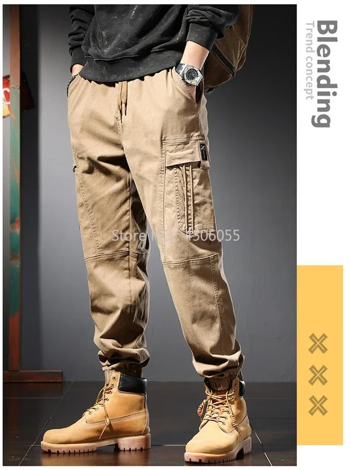 Loose Cargo Joggers Cotton Sweatpants Black Khaki Plus Size 5XL 6XL 8XL Safari Trousers Oversize Ankle Length Boys Harem Clothes