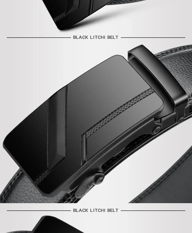 DINISITON Men's PU Leather Belt Fashion Automatic Buckle Belt for Popular Business High Quality Male Belt