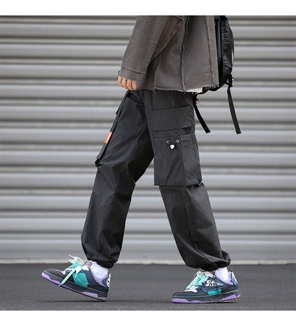 UETEEY Oversize Streetwear Drawstring Leggings Parachute Men Cargo Pants Loose Big Pocket Military Tactical Male Casual Trouser