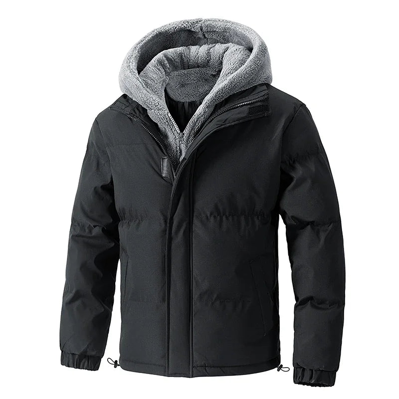 Chaqueta de invierno gruesa y cálida de talla grande 8XL para hombre, chaqueta acolchada con capucha, parka de algodón para hombre, abrigos falsos de dos piezas acolchados, prendas de vestir exteriores