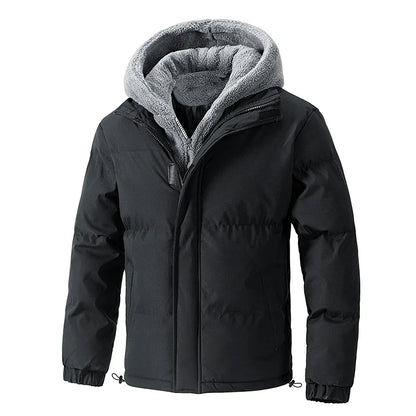 Chaqueta de invierno gruesa y cálida de talla grande 8XL para hombre, chaqueta acolchada con capucha, parka de algodón para hombre, abrigos falsos de dos piezas acolchados, prendas de vestir exteriores