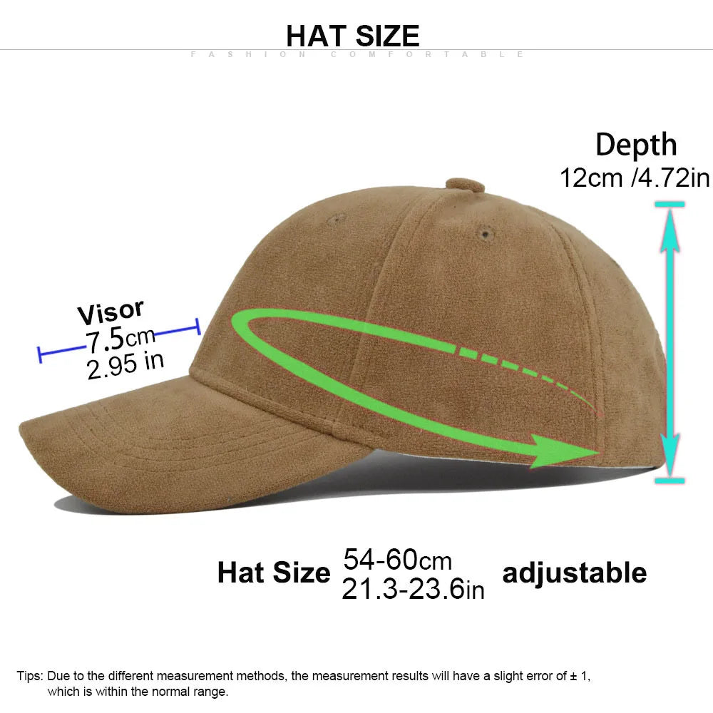 Fashion Suede Baseball Caps For Men Women Autumn Winter Solid Retro Snapback Hip Hop Hat Unisex Street Adjustable Sun Visor Caps