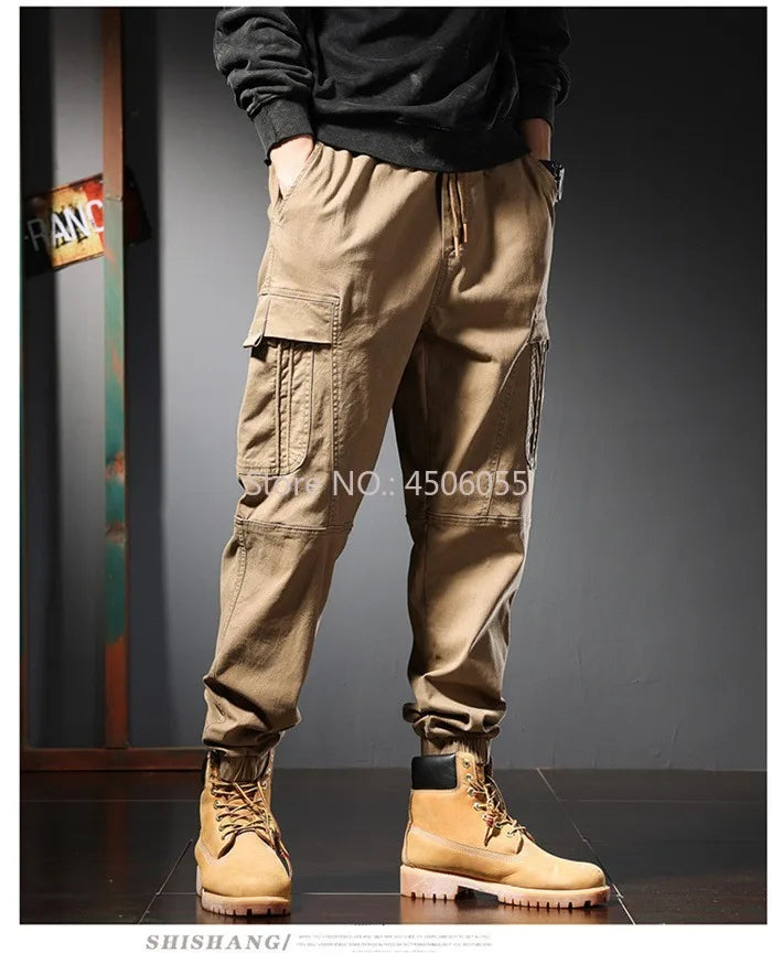 Loose Cargo Joggers Cotton Sweatpants Black Khaki Plus Size 5XL 6XL 8XL Safari Trousers Oversize Ankle Length Boys Harem Clothes