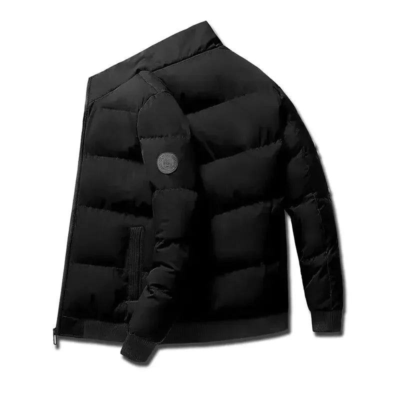 Nueva chaqueta de algodón corta informal con estampado de marca de alta calidad para invierno, tendencia de moda para hombres, cálida y a prueba de frío, ultra gruesa, a prueba de viento