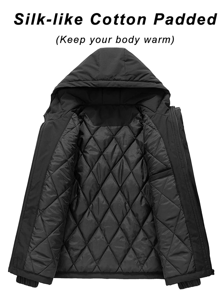 Winter Jacket Men Korean Fashion Thick Warm Parka Coat Hooded Windbreaker Loose Outerwear Windproof Thermal Jacket Big Size 8XL