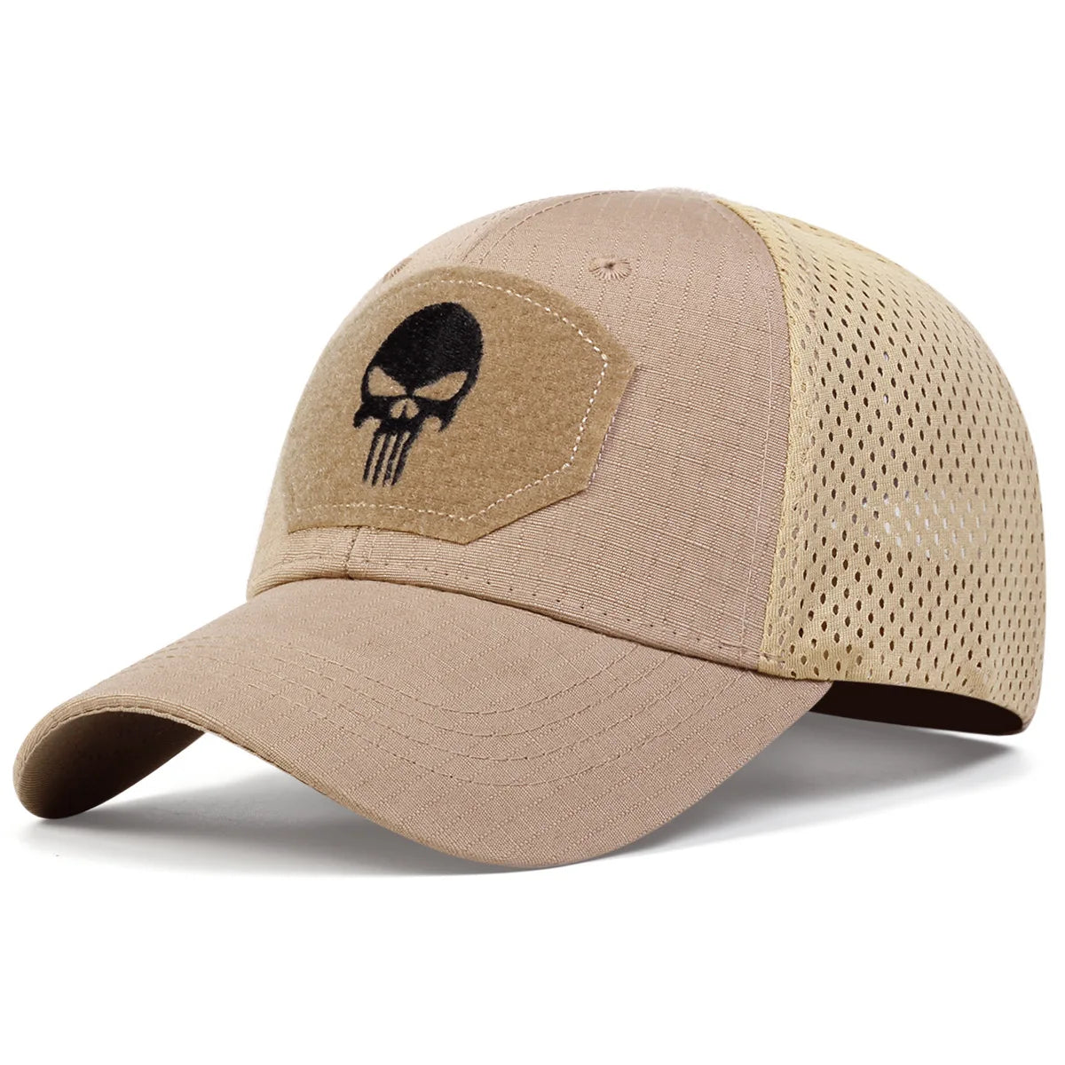 Gorra de béisbol unisex con bordado de calavera y etiqueta transpirable, ajustable, informal, para primavera y otoño, para exteriores, con protección solar