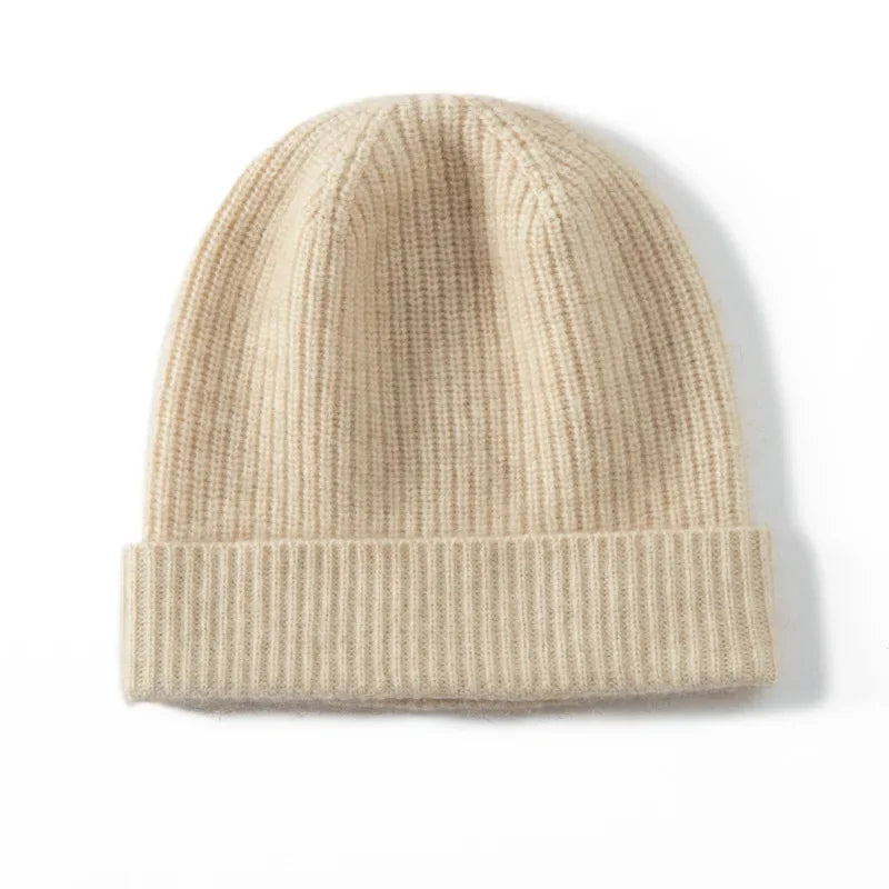 Gorro de punto de cachemira 100 % nuevo de alta calidad para mujeres y hombres, gorro informal, gorro de invierno suave y cálido, gorro de cachemira unisex