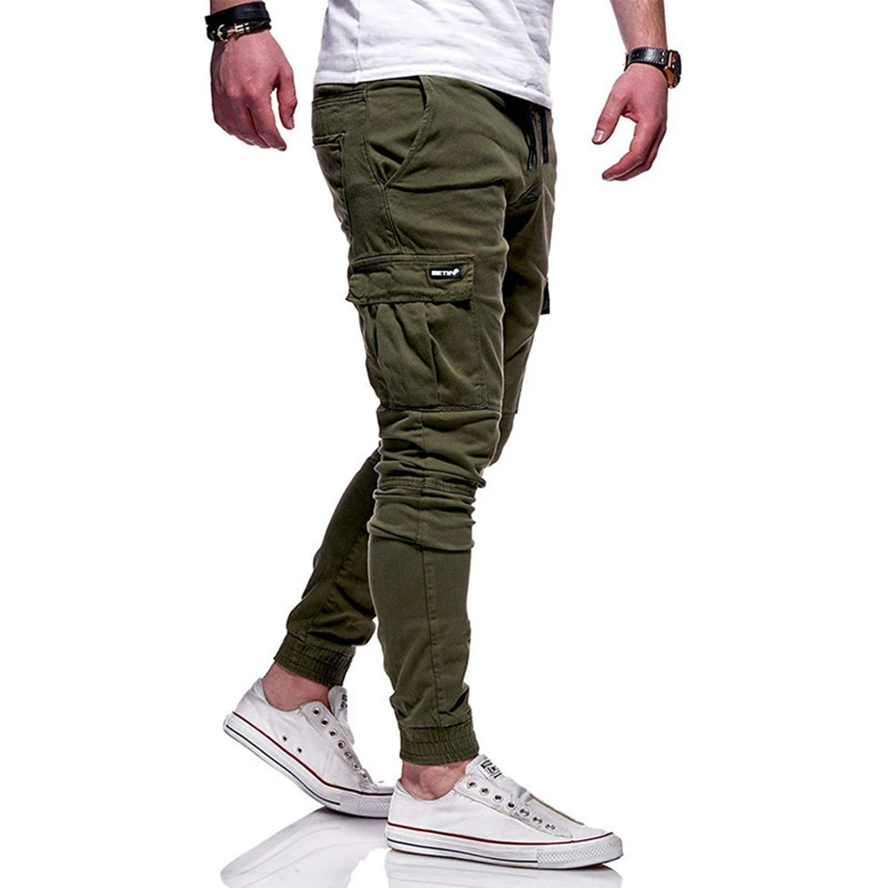 Men Pants Thin Fashion Casual Jogger Pencil Pants Streetwear Cargo Pants Multi-pockets Hip Hop Trousers Fitness Gyms Sweatpants