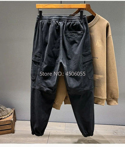 Loose Cargo Joggers Cotton Sweatpants Black Khaki Plus Size 5XL 6XL 8XL Safari Trousers Oversize Ankle Length Boys Harem Clothes