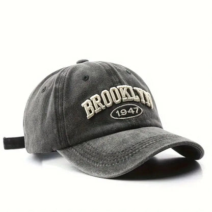 Gorra de béisbol retro vintage de algodón para hombres y mujeres, gorra de mezclilla con letras bordadas, gorra de algodón con parte superior suave, gorras casuales retro unisex