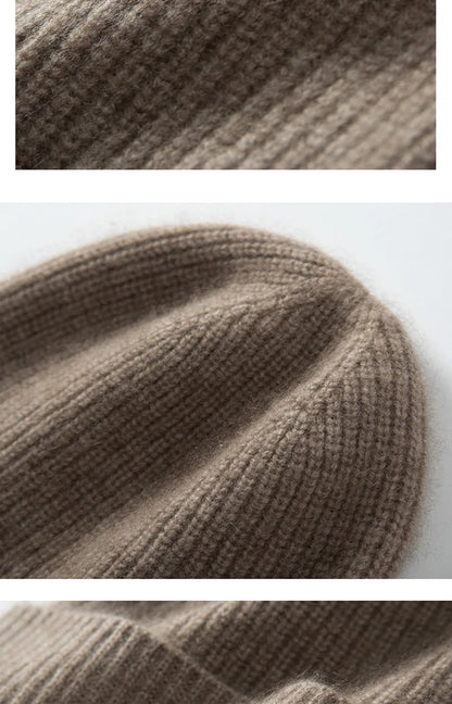 New High Quality 100% Cashmere Knitted Hat for Women and Men Casual Beanie Hat Cap Winter Soft Warm Cashmere Caps Unisex