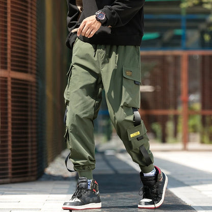 Pantalones cargo de estilo hip hop para hombre, pantalón harén, con múltiples bolsillos y cintas, ropa de calle, informal, tallas M a 6XL