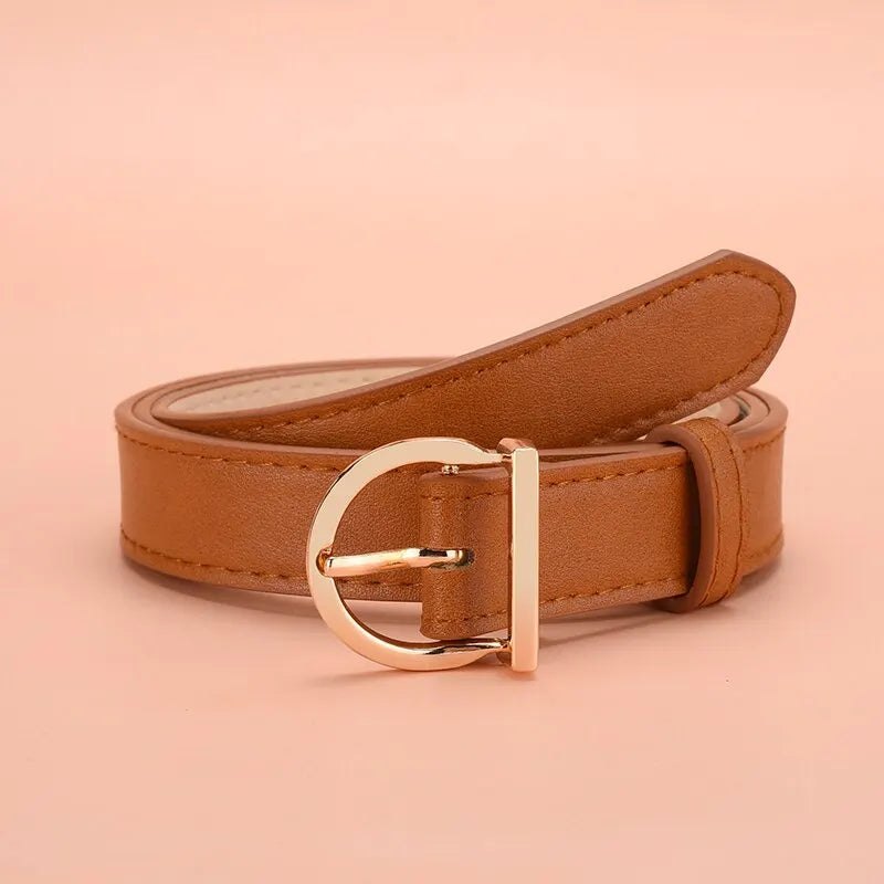 Women's Belt Fashion Pin Buckle Thin Belt Genuine Luxury Soft Belt Women with Cargo Pants Jeans Windproof Belt PU Leather Belt