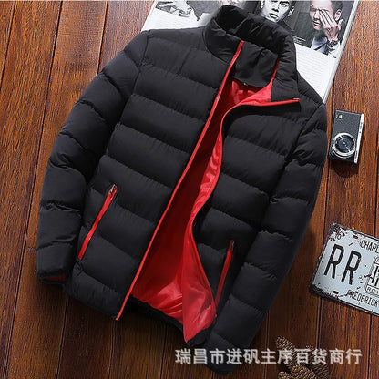 Winter Men's Loose-Fit Plus Size Cropped Cotton Coat Korean Style Slimming Fleece-Lined Cotton Padded Jacket Thickened Jacket