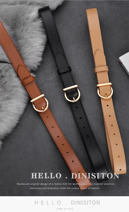 Women's Belt Fashion Pin Buckle Thin Belt Genuine Luxury Soft Belt Women with Cargo Pants Jeans Windproof Belt PU Leather Belt