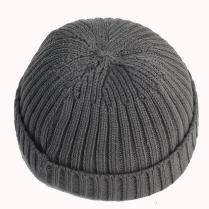 Gorro de punto estilo hip hop para hombre y mujer, gorro de invierno cálido, sin ala, holgado, con puños, estilo pescador