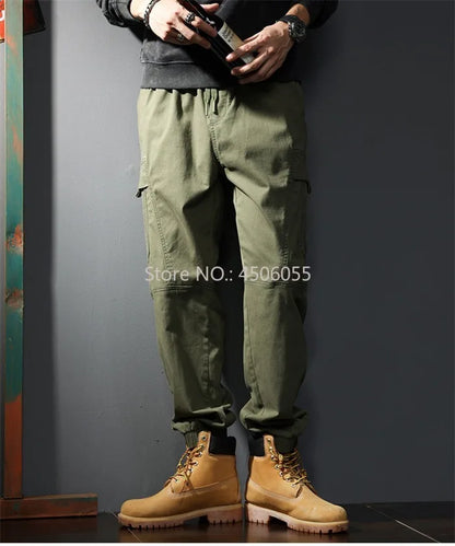 Loose Cargo Joggers Cotton Sweatpants Black Khaki Plus Size 5XL 6XL 8XL Safari Trousers Oversize Ankle Length Boys Harem Clothes