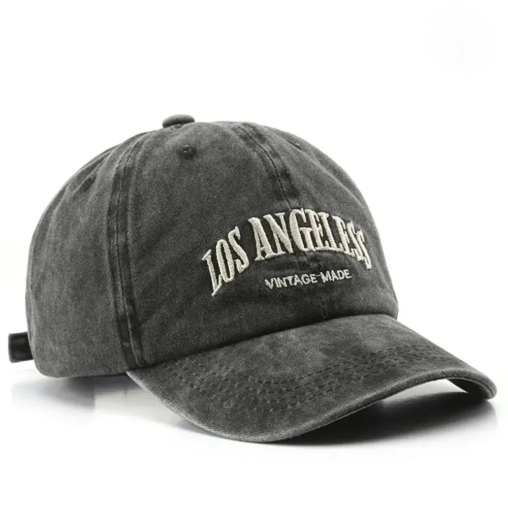 Gorra de béisbol retro vintage de algodón para hombres y mujeres, gorra de mezclilla con letras bordadas, gorra de algodón con parte superior suave, gorras casuales retro unisex