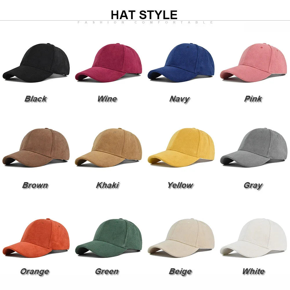 Gorras de béisbol de gamuza de moda para hombres y mujeres, gorras de béisbol de estilo retro con visera ajustable, estilo hip hop, unisex, para otoño e invierno