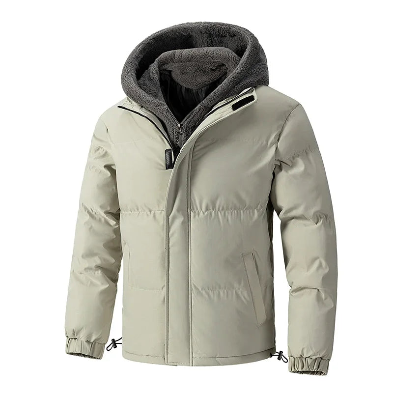 Chaqueta de invierno gruesa y cálida de talla grande 8XL para hombre, chaqueta acolchada con capucha, parka de algodón para hombre, abrigos falsos de dos piezas acolchados, prendas de vestir exteriores