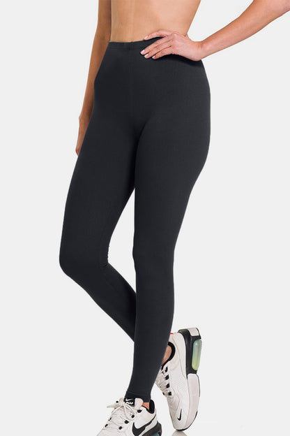 Leggings de cintura alta de microfibra prémium de Zenana